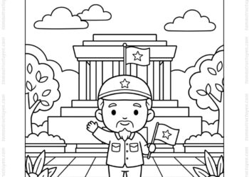 Tranh tô màu lăng Bác chibi