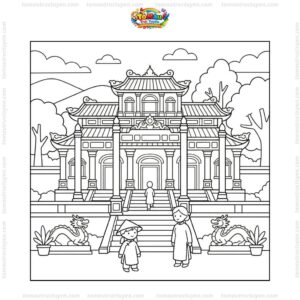 Tranh tô màu lăng Khải Định đẹp