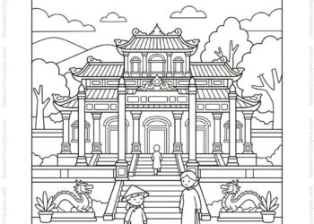 Tranh tô màu lăng Khải Định đẹp