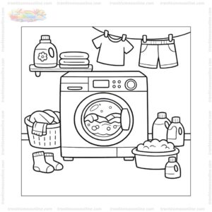 Tranh tô màu máy giặt gia đình