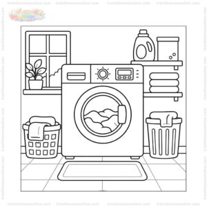 Tranh tô màu máy giặt hiện đại