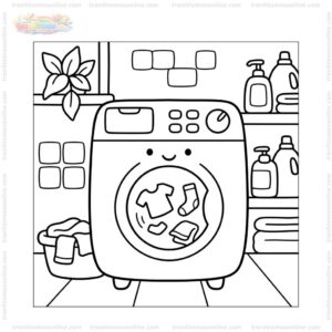 Tranh tô màu máy giặt mini