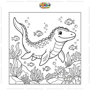 Tranh tô màu mosasaurus đại dương
