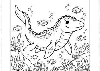 Tranh tô màu mosasaurus đại dương