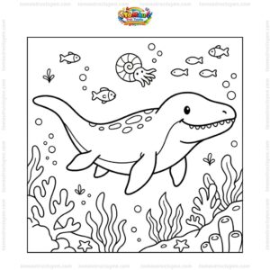 Tranh tô màu mosasaurus đơn giản