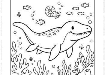 Tranh tô màu mosasaurus đơn giản