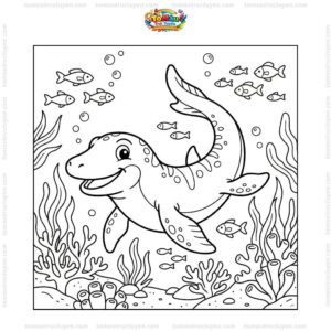 Tranh tô màu mosasaurus vui nhộn