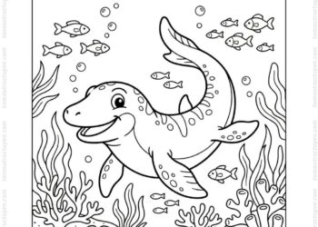 Tranh tô màu mosasaurus vui nhộn