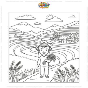 Tranh tô màu mùa ruộng bậc thang lúa chín