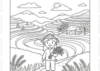 Tranh tô màu mùa ruộng bậc thang lúa chín
