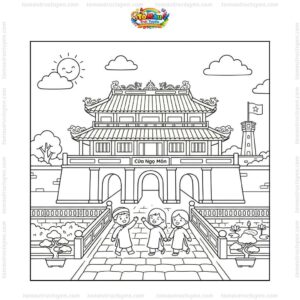Tranh tô màu Ngọ Môn Huế đẹp