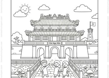 Tranh tô màu Ngọ Môn Huế đẹp