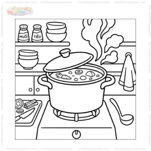 Tranh tô màu nồi canh