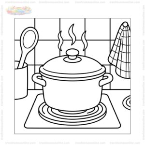 Tranh tô màu nồi đang nấu