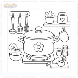 Tranh tô màu nồi nấu ăn