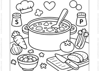 Tranh tô màu nồi súp