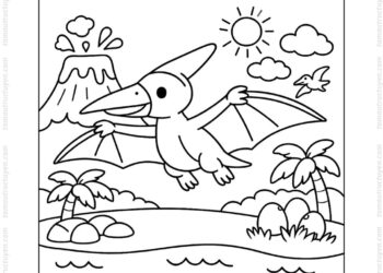 Tranh tô màu Pteranodon bay