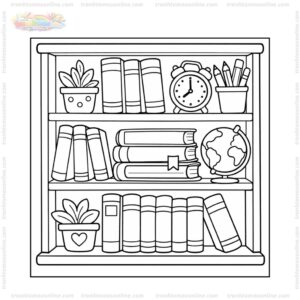 Tranh tô màu quyển sách trên kệ Tranh tô màu quyển sách trên kệ