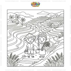 Tranh tô màu ruộng bậc thang đẹp