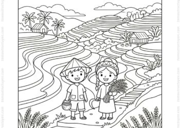 Tranh tô màu ruộng bậc thang đẹp