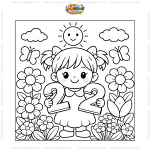 Tranh tô màu số 2 cùng hoa