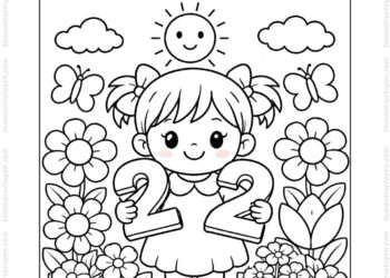 Tranh tô màu số 2 cùng hoa
