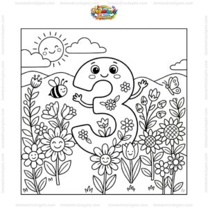 Tranh tô màu số 3 và hoa