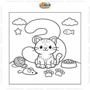 Tranh tô màu số 3 và mèo