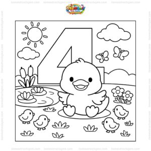Tranh tô màu số 4 và vịt con