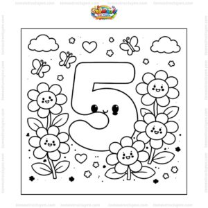 Tranh tô màu số 5 và bông hoa