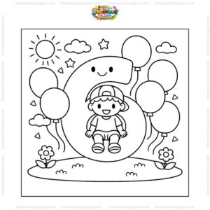 Tranh tô màu số 6 và bong bóng