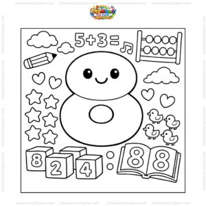 Tranh tô màu số 8 cách điệu