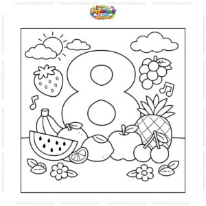Tranh tô màu số 8 và trái cây