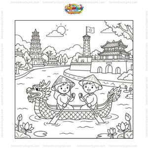 Tranh tô màu sông Hương cho bé