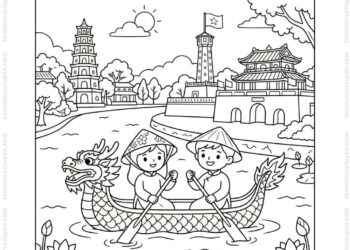 Tranh tô màu sông Hương cho bé