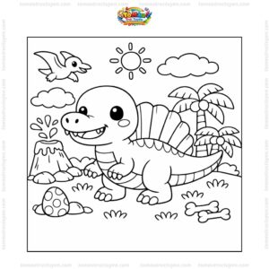 Tranh tô màu spinosaurus cute