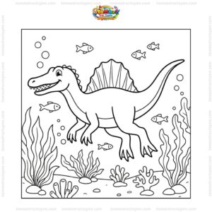 Tranh tô màu spinosaurus dưới nước