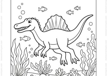 Tranh tô màu spinosaurus dưới nước