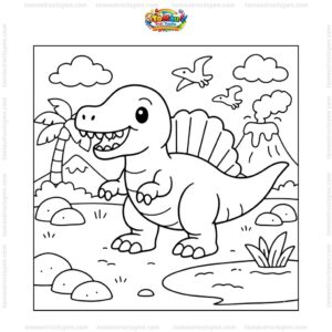 Tranh tô màu spinosaurus hoạt hình