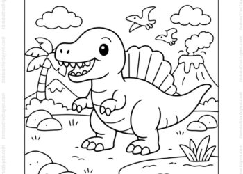 Tranh tô màu spinosaurus hoạt hình