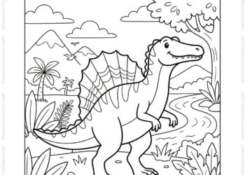 Tranh tô màu spinosaurus siêu ngầu