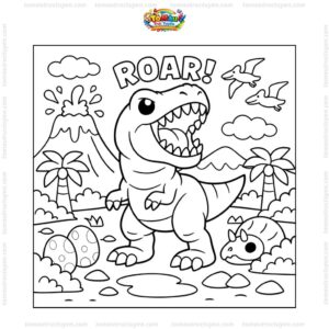 Tranh tô màu T Rex gầm thét