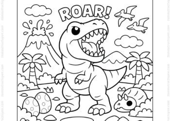 Tranh tô màu T Rex gầm thét