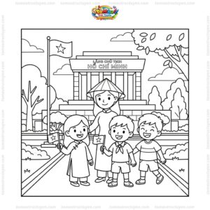 Tranh tô màu thiếu nhi thăm lăng