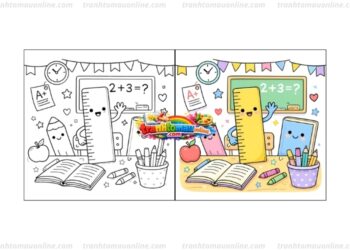 tranh tô màu thước kẻ