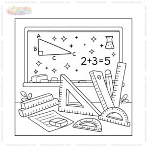 Tranh tô màu thước kẻ và bảng đen Tranh tô màu thước kẻ và bảng đen