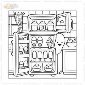 Tranh tô màu tủ lạnh có kem