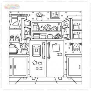 Tranh tô màu tủ lạnh đôi