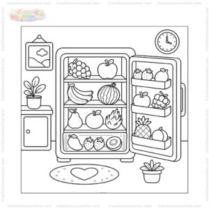Tranh tô màu tủ lạnh trái cây