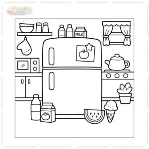 Tranh tô màu tủ lạnh trong bếp